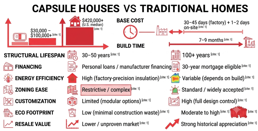 Capsule Houses vs Traditional Homes